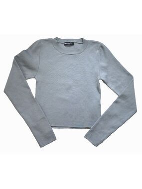 DeFacto Coool Factor Knit Long Sleeve Cropped Top Gray Womens Sz S
